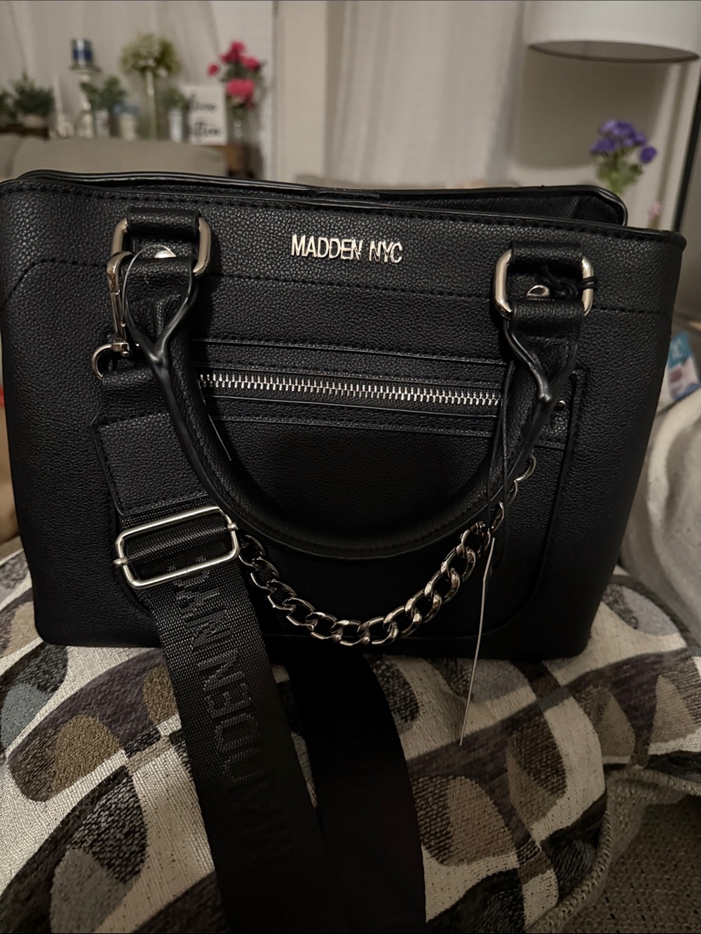 Madden NYC Black Pebbled Satchel